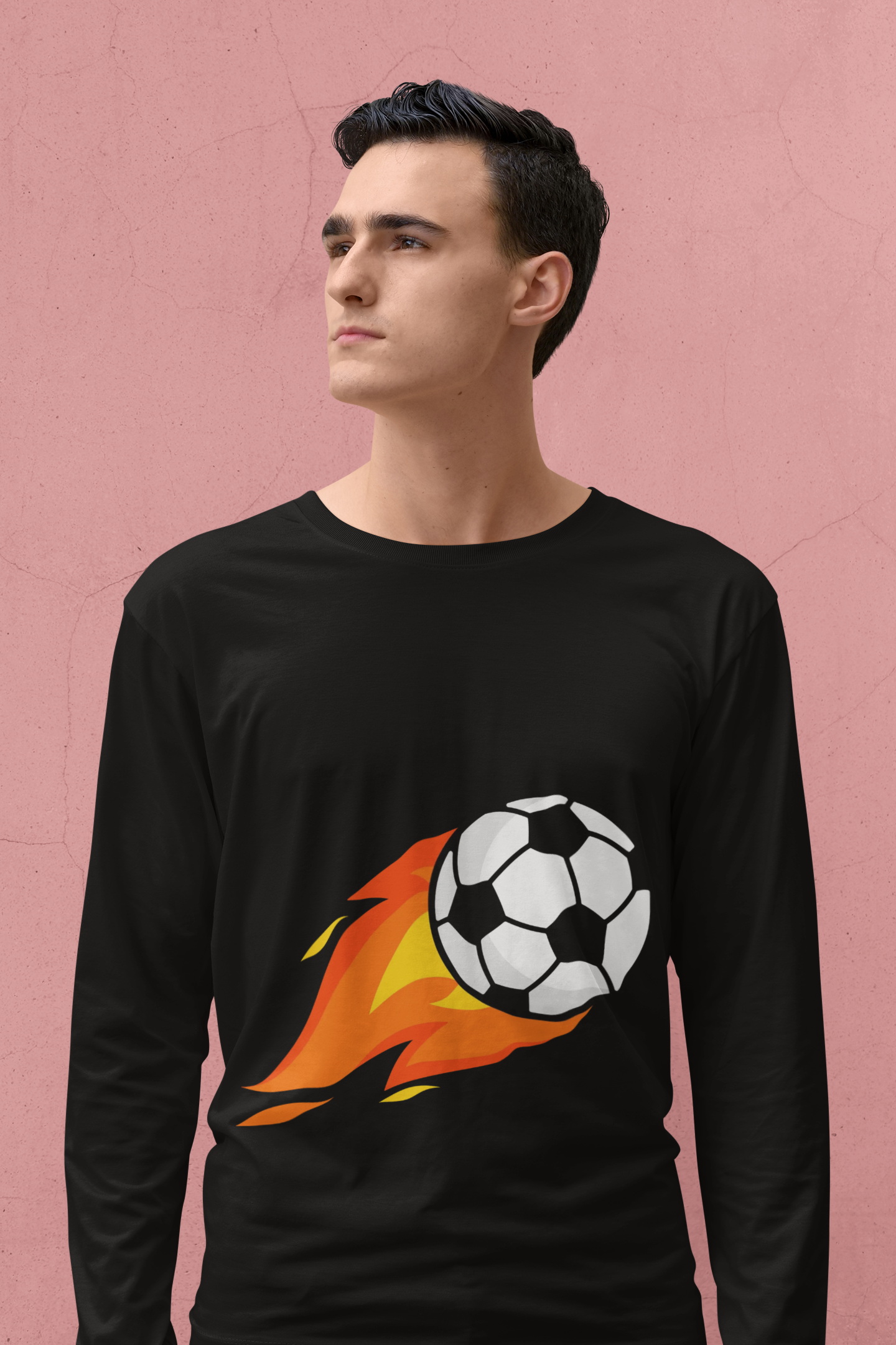 Flaming Soccer Ball Long Sleeve Tee - Sports Lovers Shirt