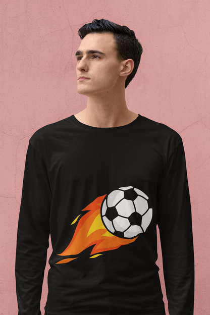 Flaming Soccer Ball Long Sleeve Tee - Sports Lovers Shirt