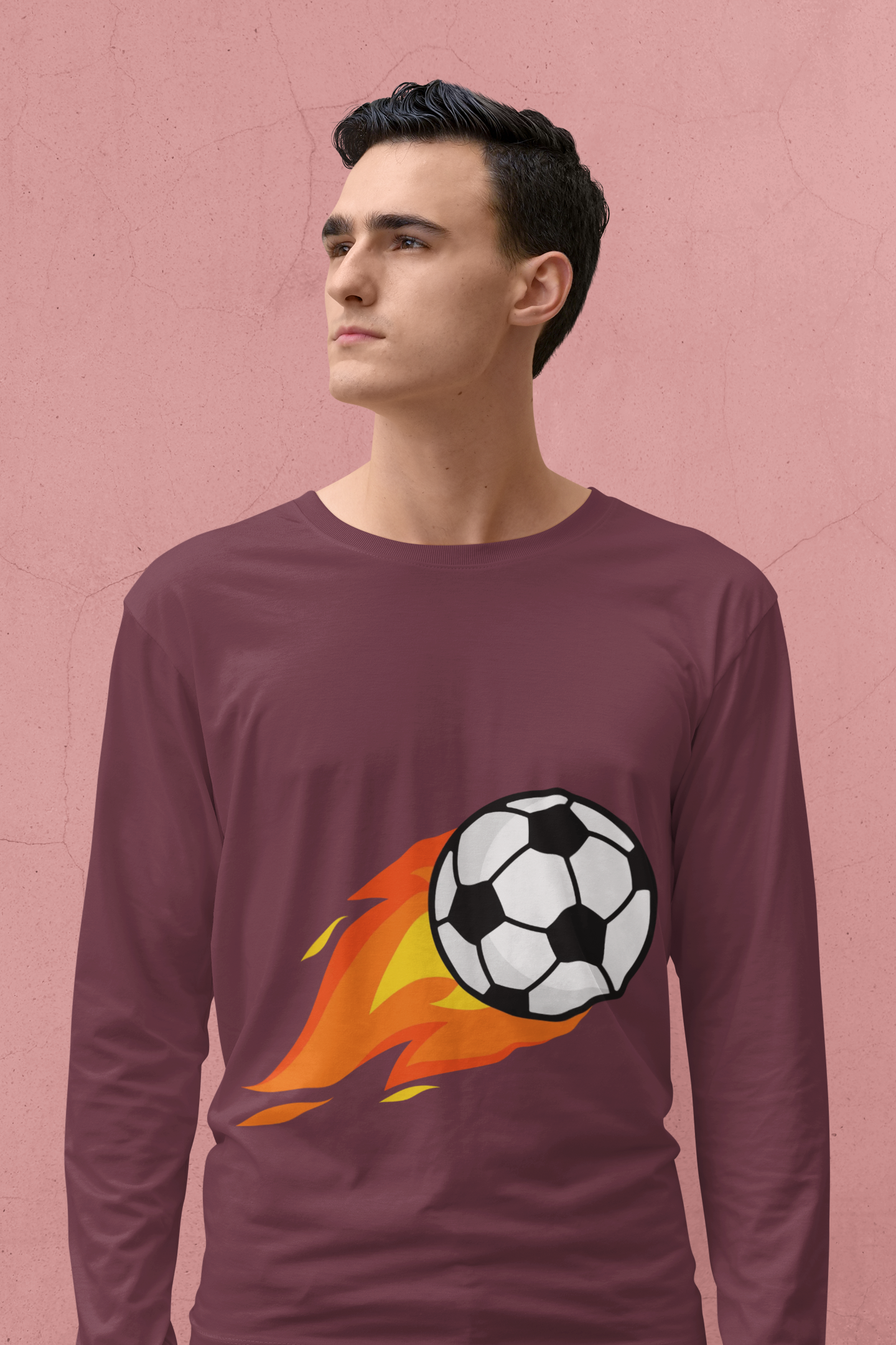 Flaming Soccer Ball Long Sleeve Tee - Sports Lovers Shirt