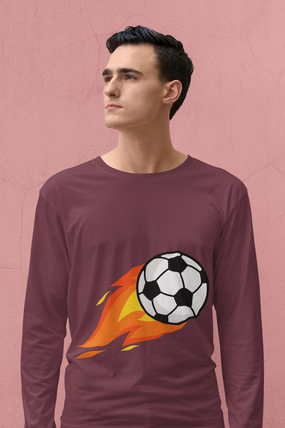 Flaming Soccer Ball Long Sleeve Tee - Sports Lovers Shirt