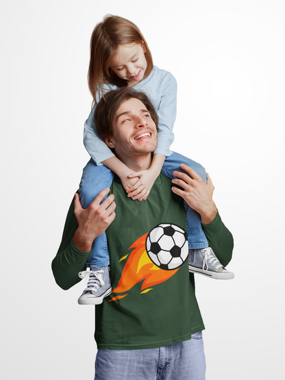 Flaming Soccer Ball Long Sleeve Tee - Sports Lovers Shirt