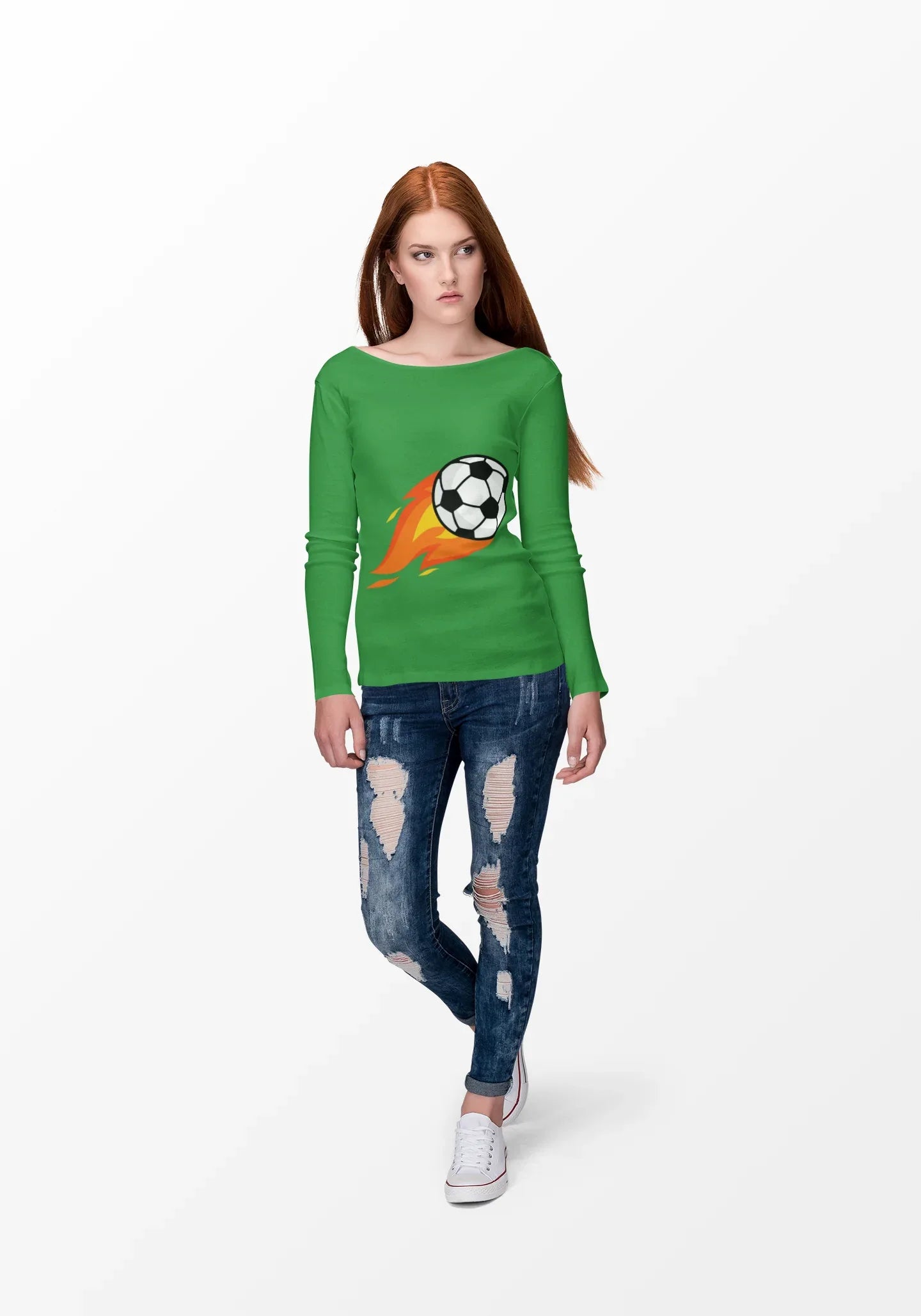 Flaming Soccer Ball Long Sleeve Tee - Sports Lovers Shirt - RizQ Life 