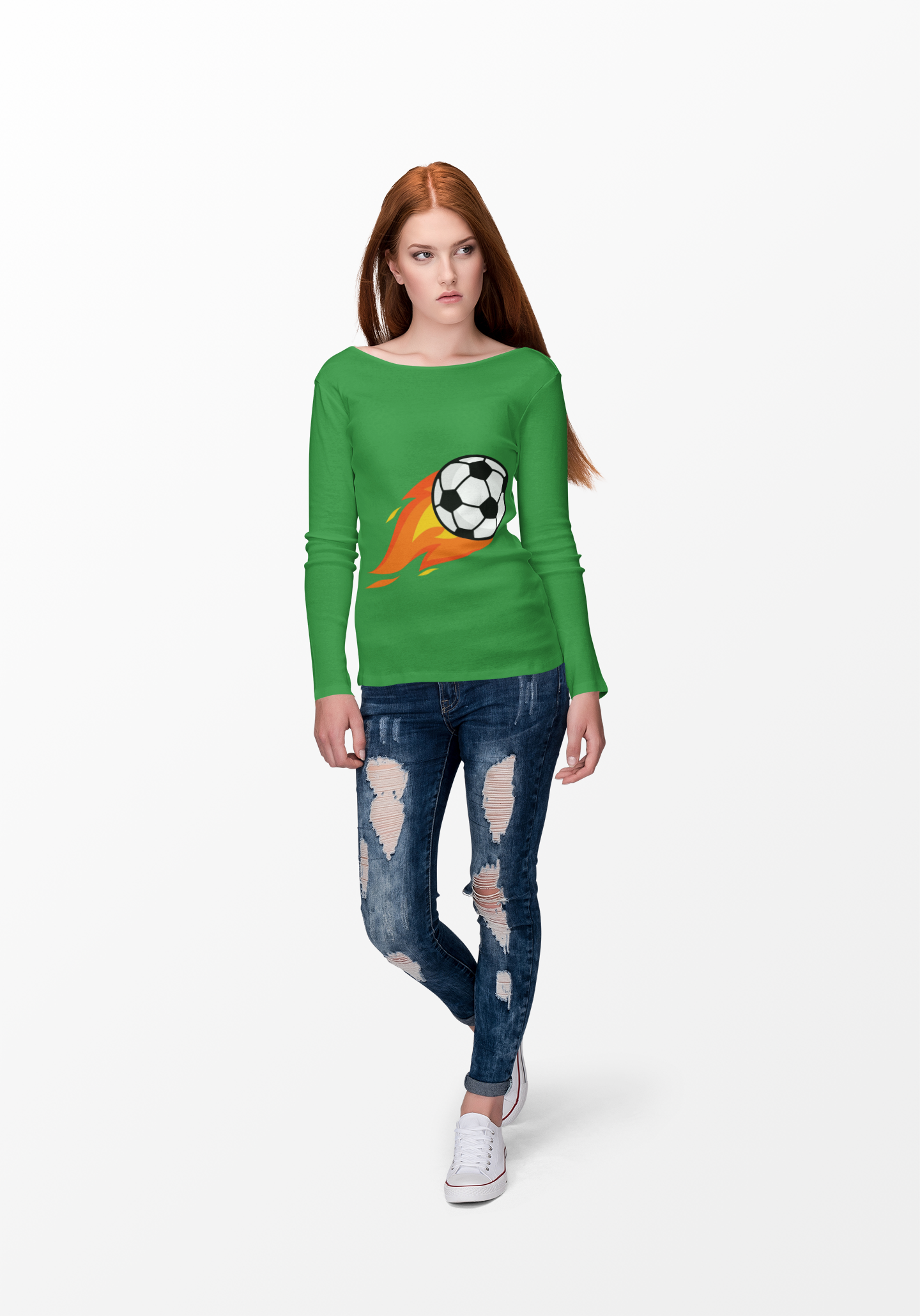 Flaming Soccer Ball Long Sleeve Tee - Sports Lovers Shirt