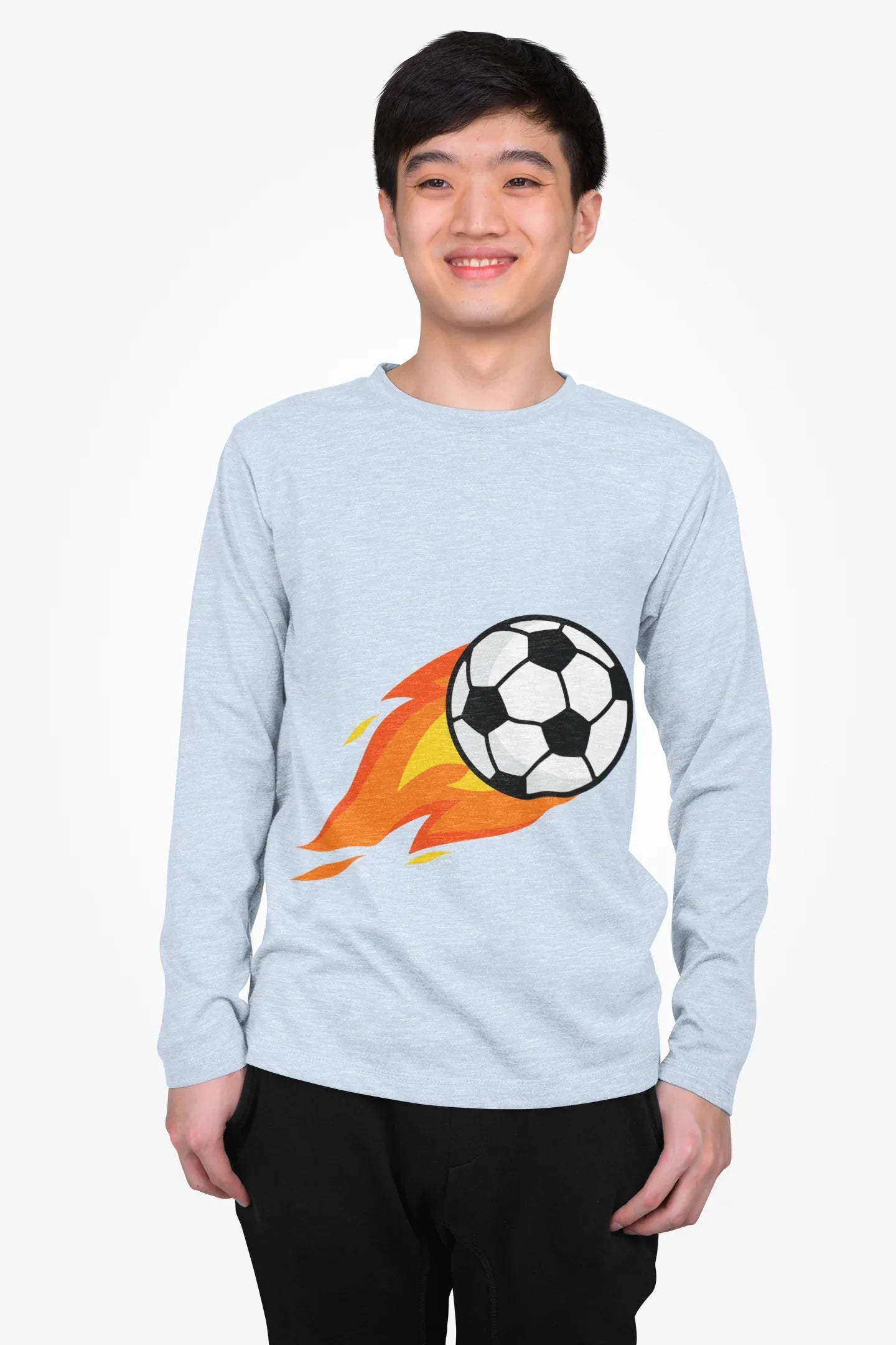 Flaming Soccer Ball Long Sleeve Tee - Sports Lovers Shirt - RizQ Life 