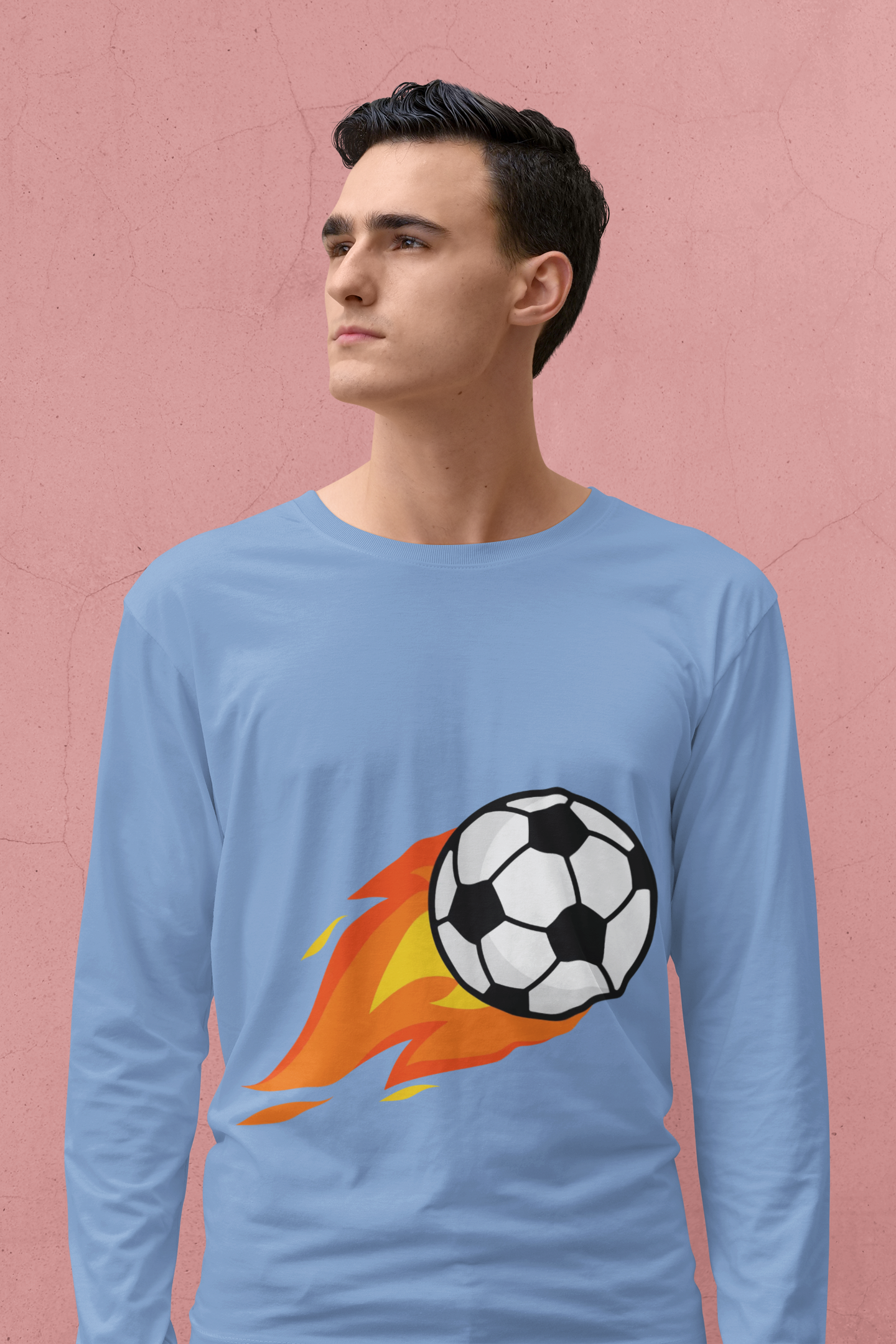 Flaming Soccer Ball Long Sleeve Tee - Sports Lovers Shirt