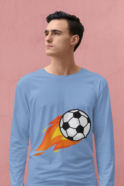 Flaming Soccer Ball Long Sleeve Tee - Sports Lovers Shirt