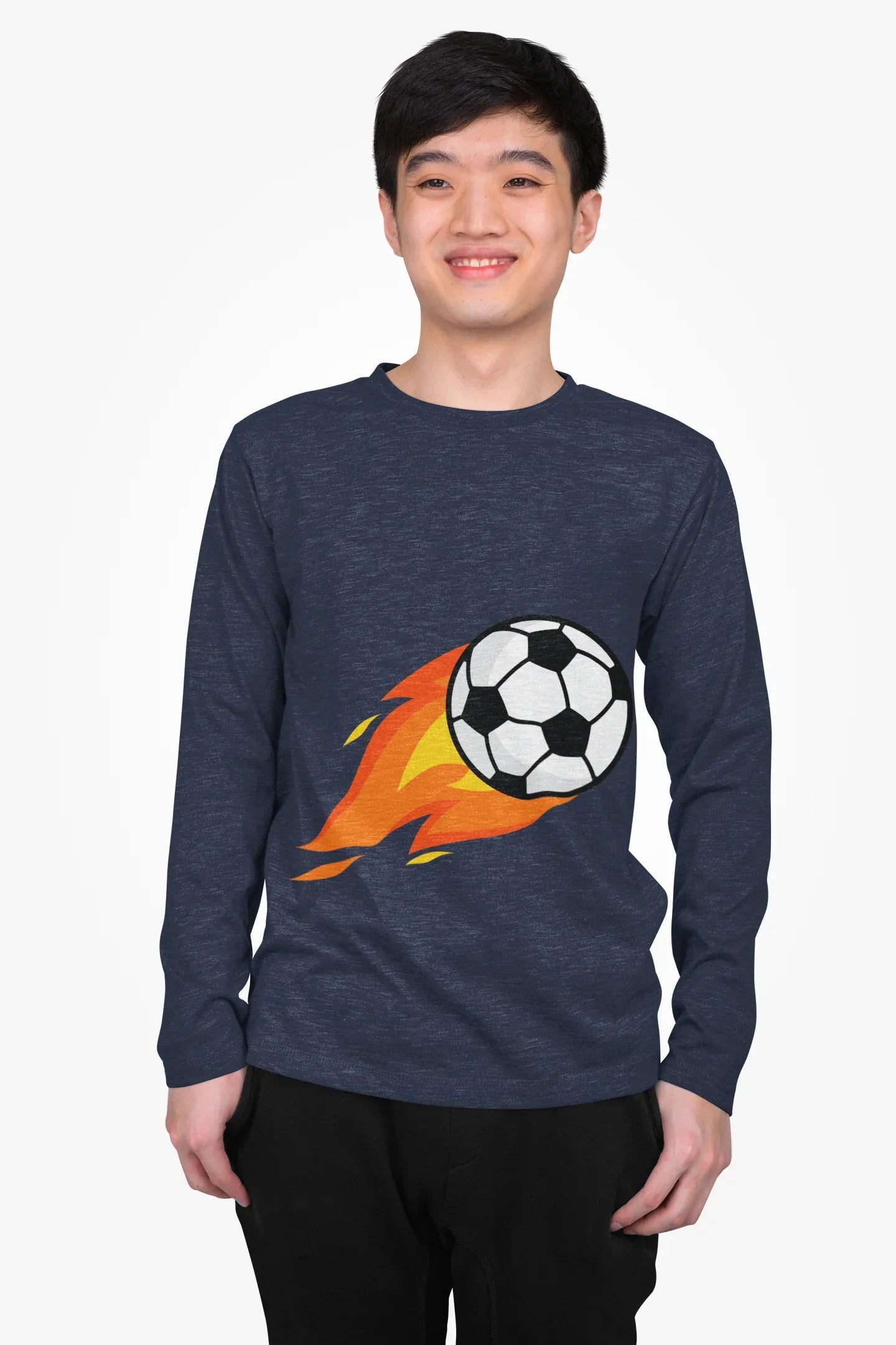 Flaming Soccer Ball Long Sleeve Tee - Sports Lovers Shirt - RizQ Life 