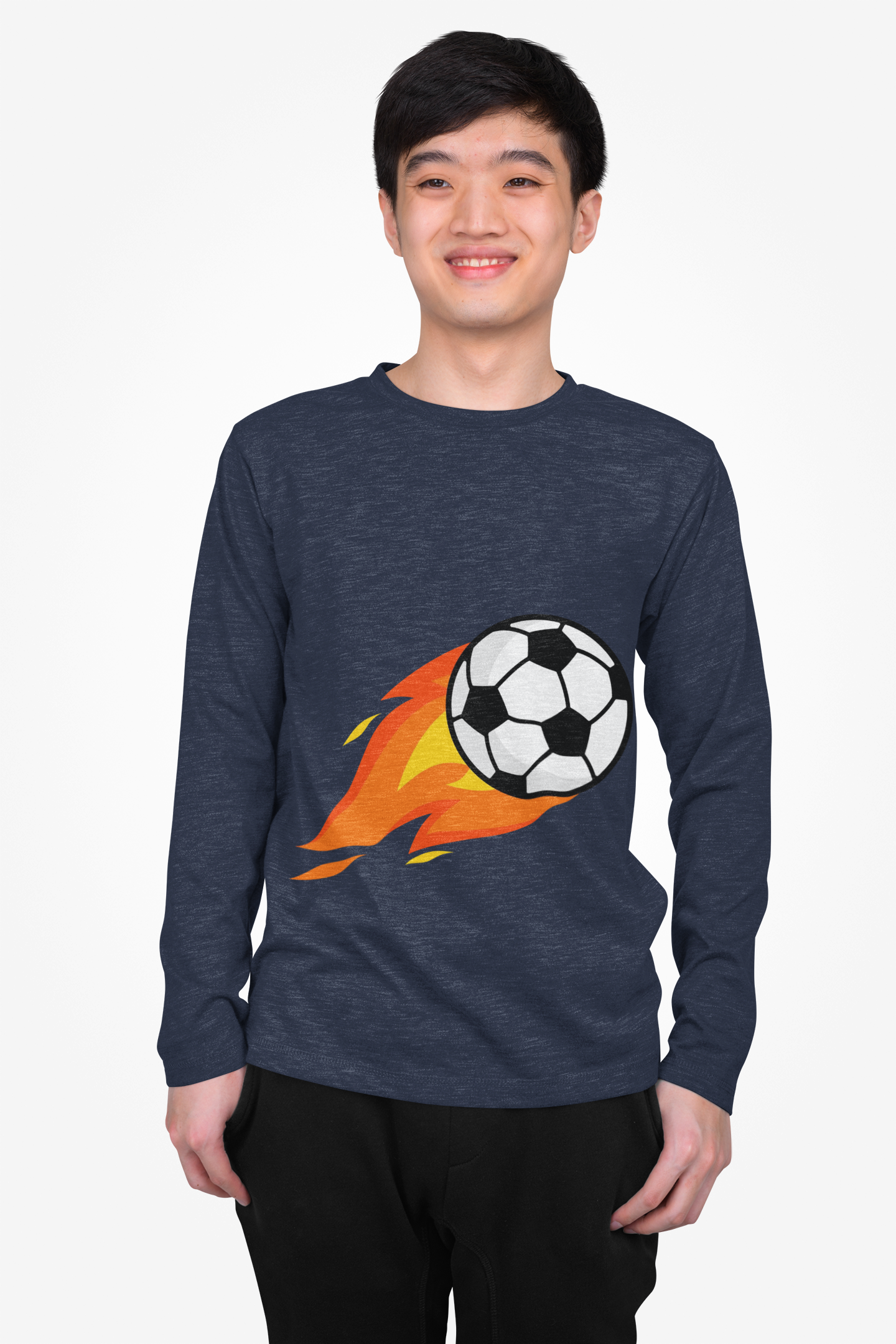 Flaming Soccer Ball Long Sleeve Tee - Sports Lovers Shirt