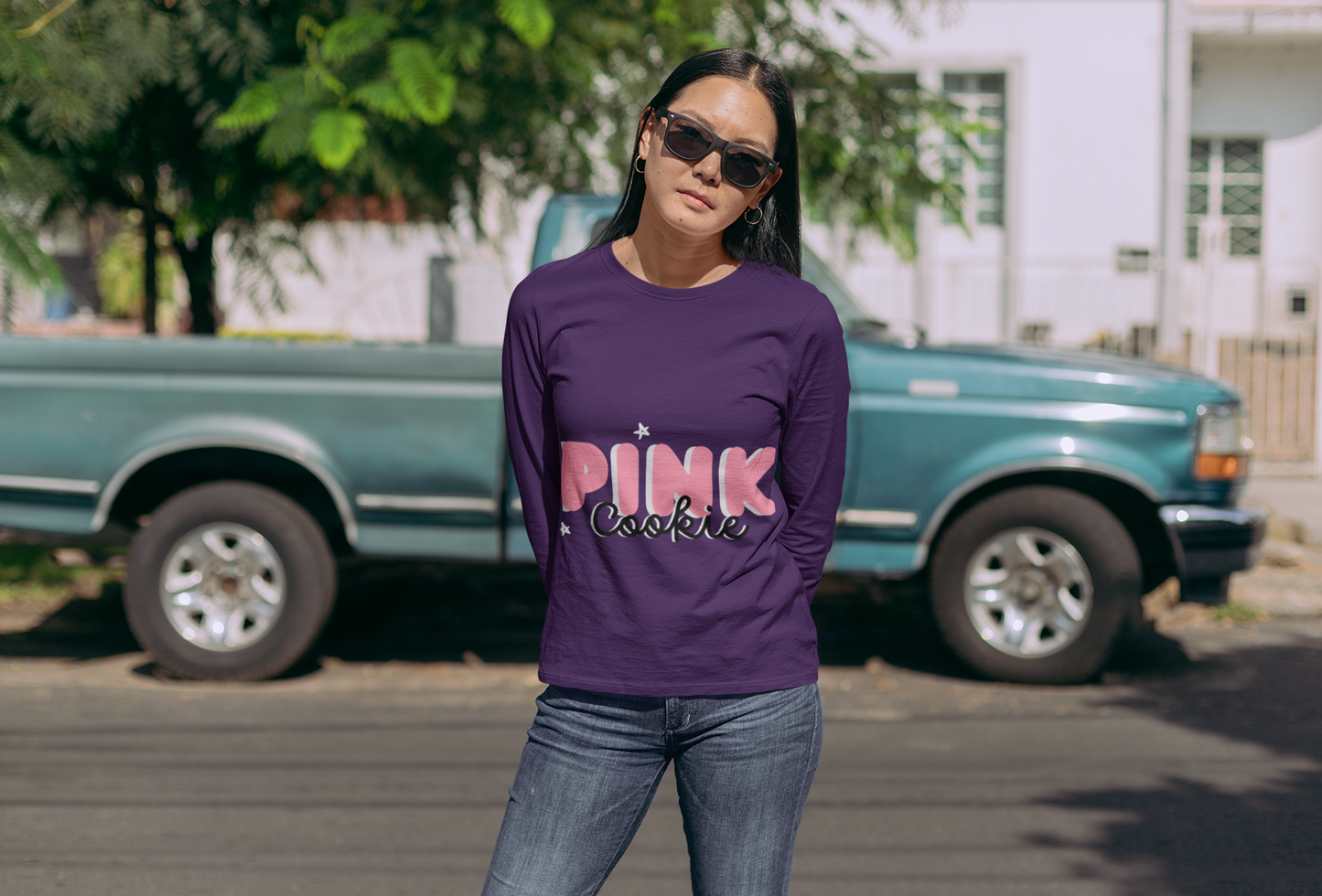 Pink Cookie Long Sleeve Tee - Sweet Treat Vibe