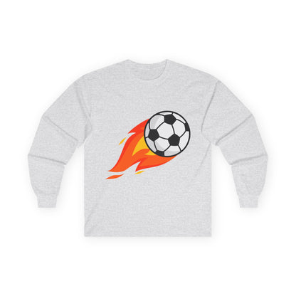 Flaming Soccer Ball Long Sleeve Tee - Sports Lovers Shirt