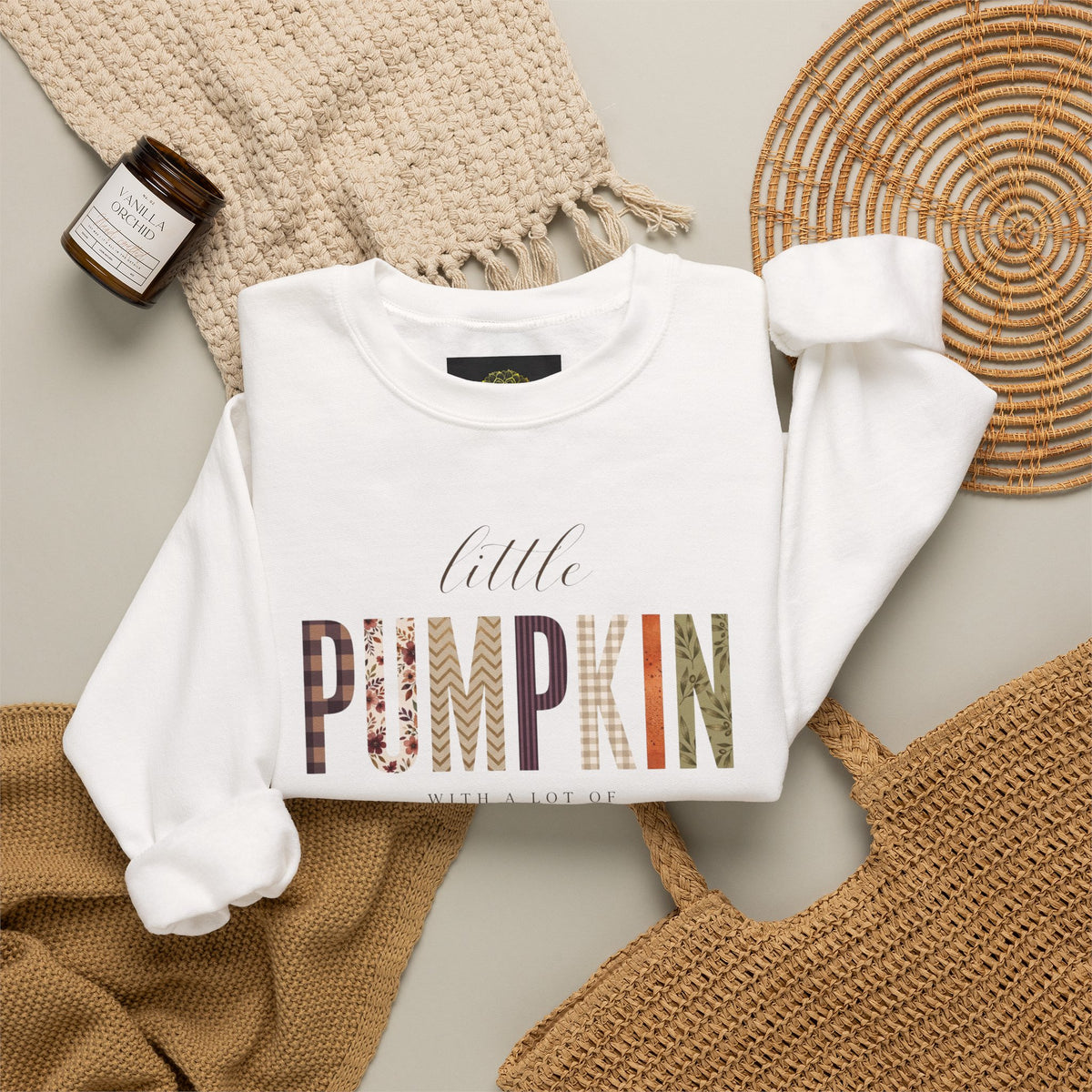 Little Pumpkin With A Little Spice" Sweatshirt – Cozy Fall Plaid & Watercolor Pumpkin Crewneck