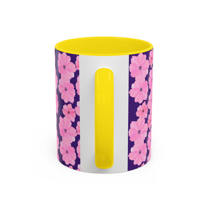 Chic Floral Coffee Mug - Pink Blossoms on Dark Background