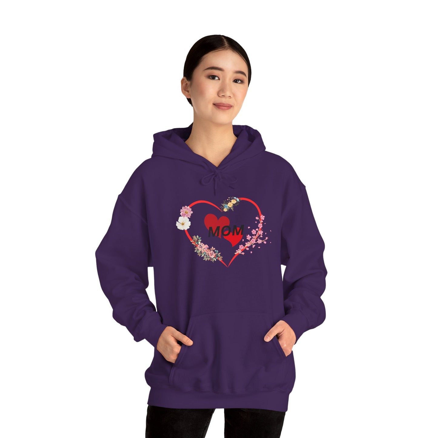 Mom Love Hoodie - Floral Heart Design - Perfect Gift for Mother's Day