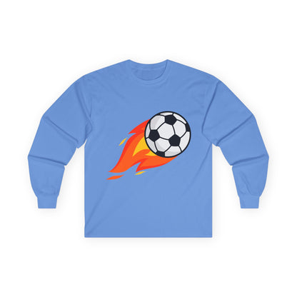 Flaming Soccer Ball Long Sleeve Tee - Sports Lovers Shirt