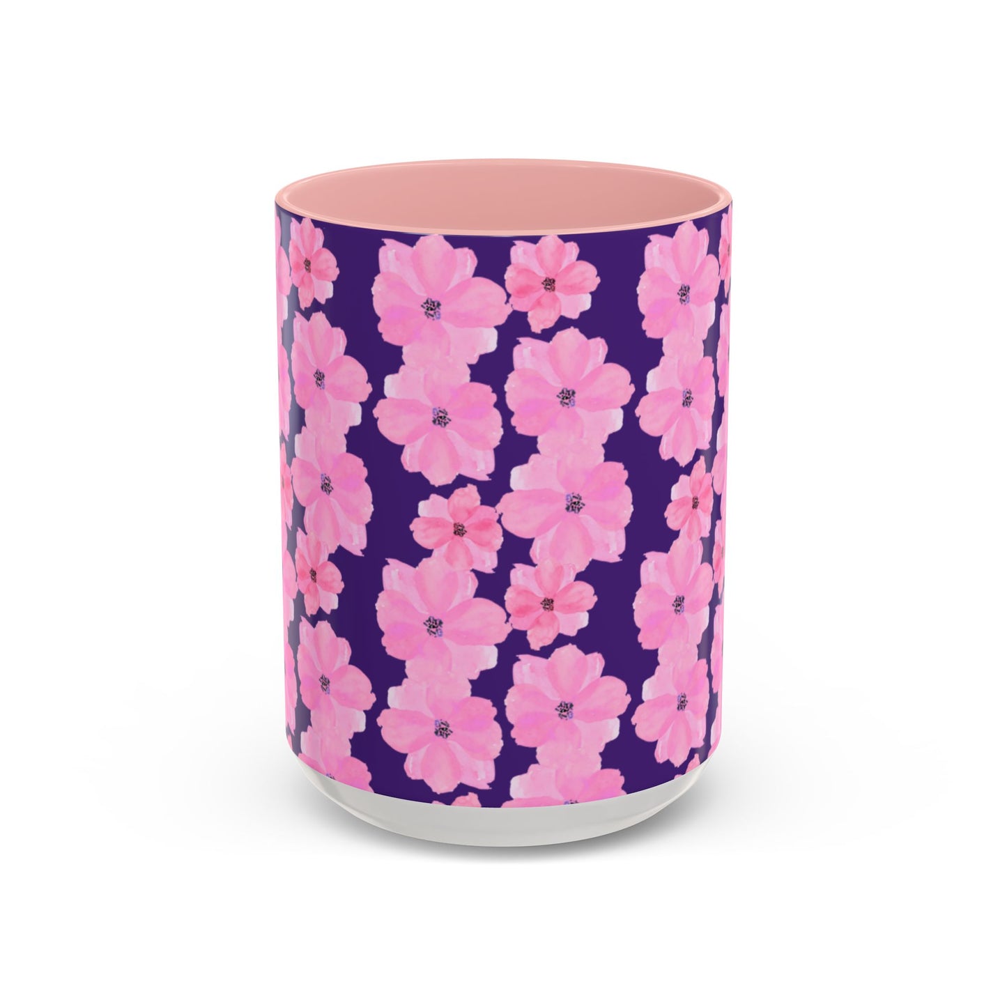 Chic Floral Coffee Mug - Pink Blossoms on Dark Background