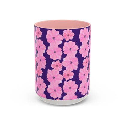 Chic Floral Coffee Mug - Pink Blossoms on Dark Background