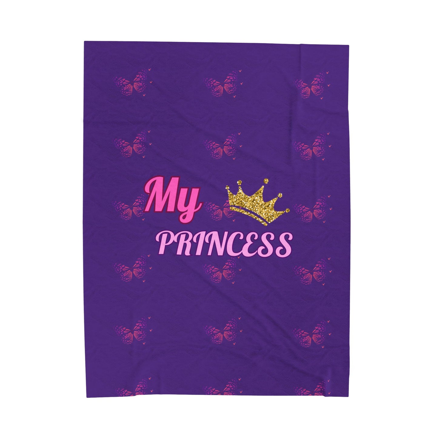 My Princess Velveteen Plush Blanket | Cozy Gift for Kids, Birthday Present, Nursery Decor, Butterfly Blanket, Soft Warm Blanket