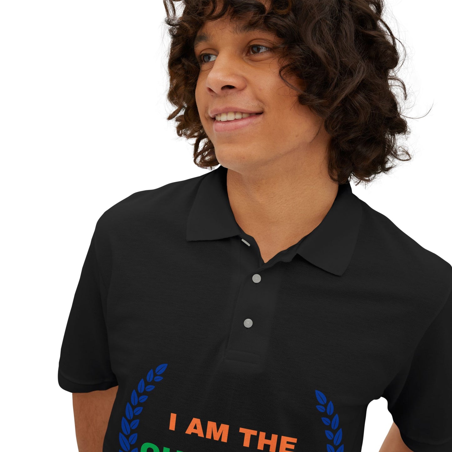 Champion’s statement men’s polo – “I AM THE CHAMPION.” Cotton piqué collared shirt, S–3XL. Perfect for casual wear, Father’s Day gifts, or summer events.