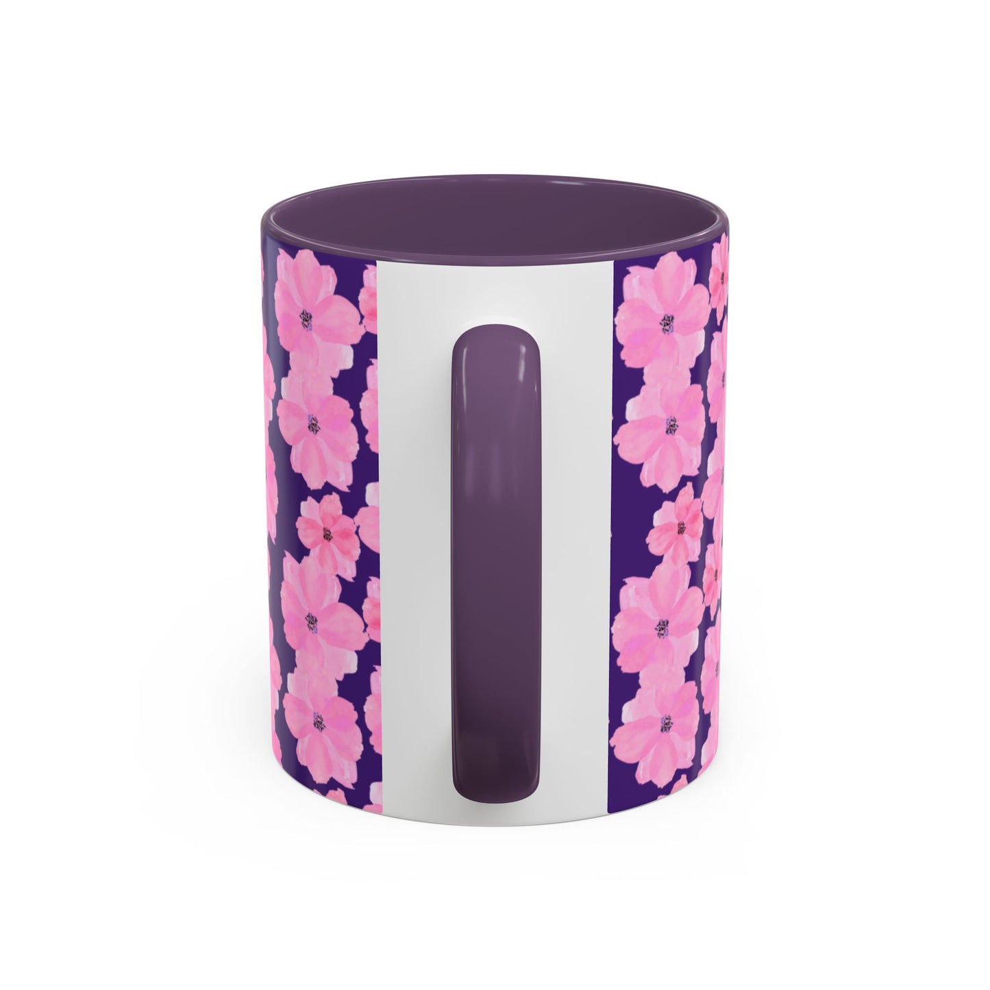 Chic Floral Coffee Mug - Pink Blossoms on Dark Background