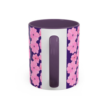 Chic Floral Coffee Mug - Pink Blossoms on Dark Background
