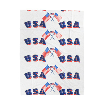 USA Flag Velveteen Plush Blanket - Cozy Throw for Independence Day, Festivals, Picnics, Home Decor, Gifts - RizQ Life 