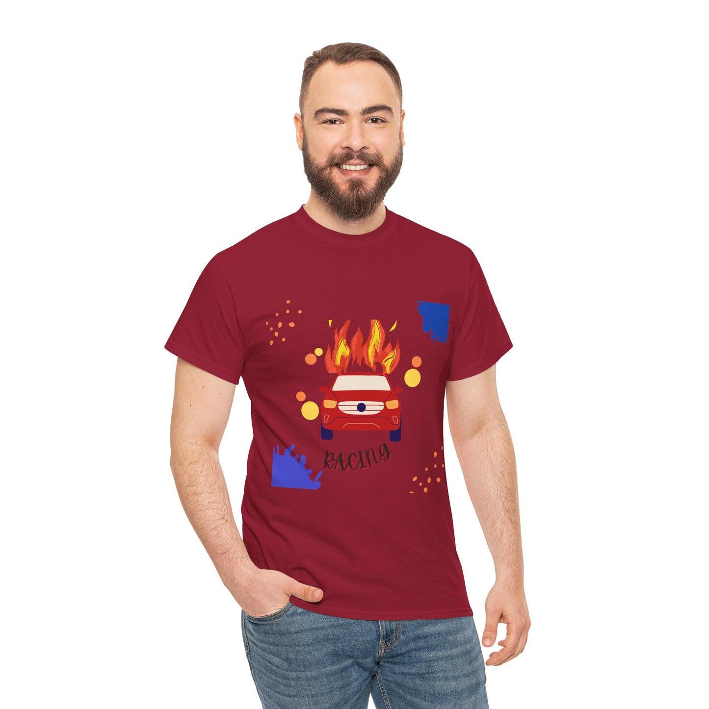 Unisex Racing Graphic T-Shirt – Heavy Cotton Car Racing Tee for Men & Women, Casual Motorsport Fan Shirt, Short Sleeve Top, Sizes S-5XL