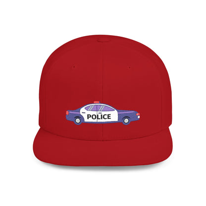 Shop the Police Car Snapback Cap – adjustable streetwear hat for adults, perfect car enthusiast gift and urban fashion accessory.
