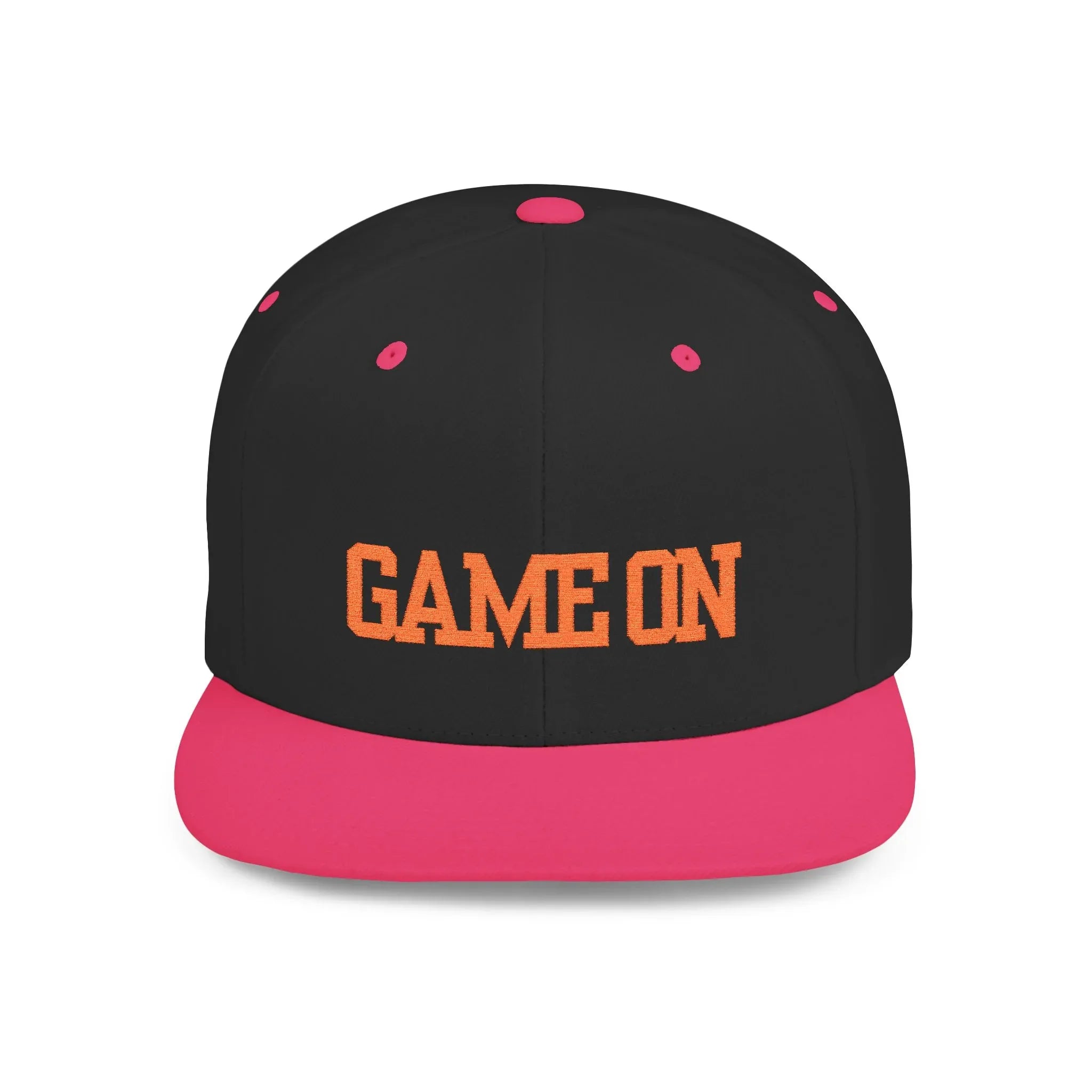 Trendy “Game On” snapback cap for adults. Adjustable flat bill hat, stylish streetwear accessory, perfect for gifts, festivals, sports, and casual outings. - RizQ Life 