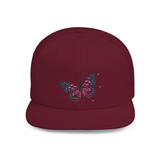 Butterfly Snapback Cap – stylish adjustable flat bill hat for adults. Perfect for streetwear, outdoor events, and gifts. Durable and comfy!