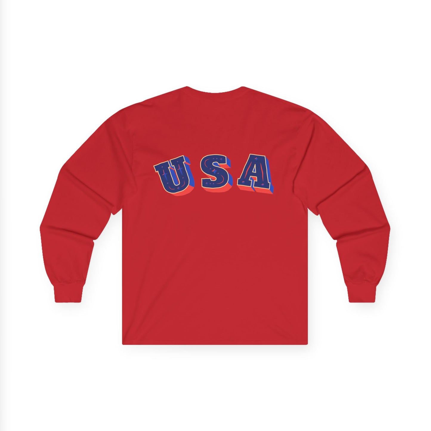 Patriotic Long Sleeve Tee - USA Flag Design