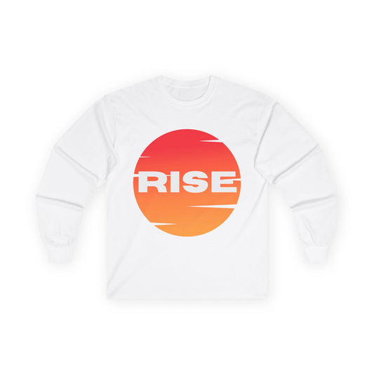 Sunrise RISE Long Sleeve Tee - Motivational Unisex Cotton Shirt for Inspiration
