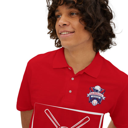 Men's Baseball Polo - Graphic Bat and Ball Design