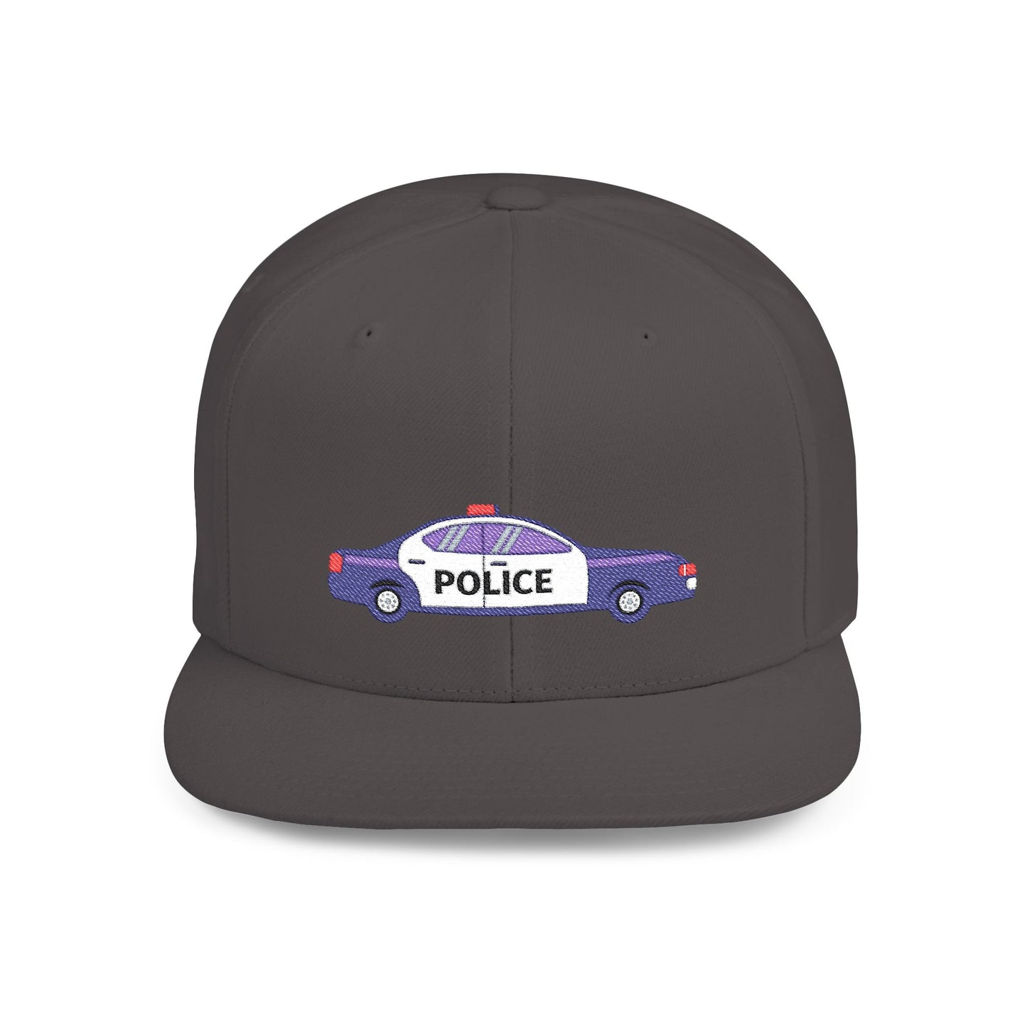 Shop the Police Car Snapback Cap – adjustable streetwear hat for adults, perfect car enthusiast gift and urban fashion accessory.