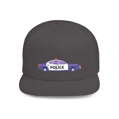Shop the Police Car Snapback Cap – adjustable streetwear hat for adults, perfect car enthusiast gift and urban fashion accessory.