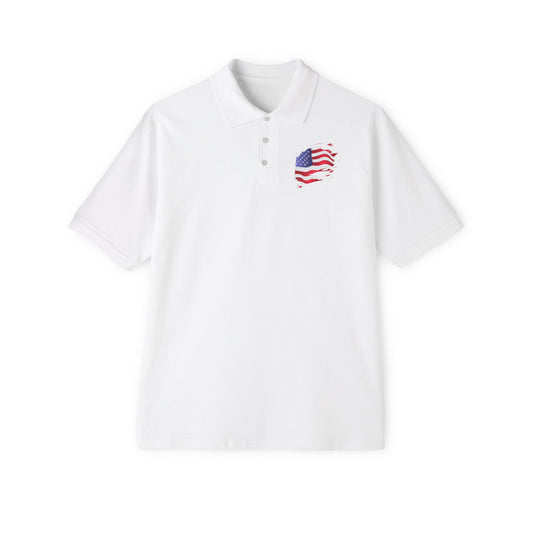 Polo Shirt with American Flag Emblem - Casual Comfort for Every Occasion