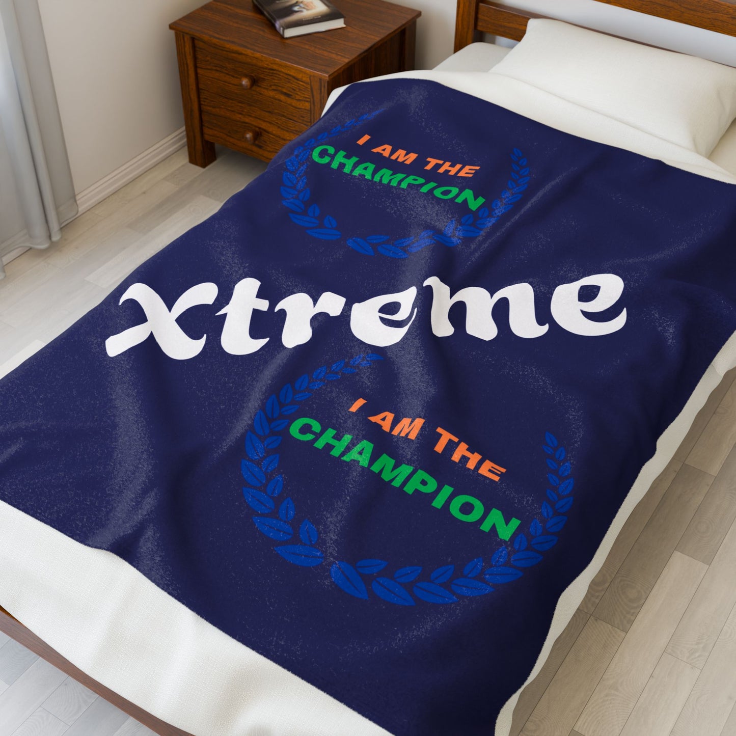 Champion Velveteen Plush Blanket - Cozy, Motivational Gift for Sports Lovers, Home Decor, Couch Throw, Perfect for Celebrations