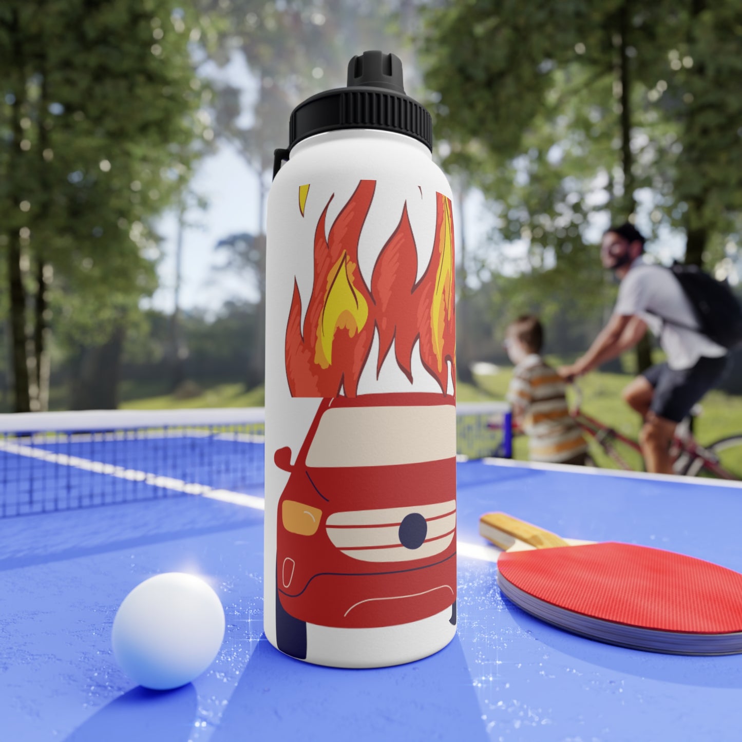 Kids Water Bottle - Fire Car Design