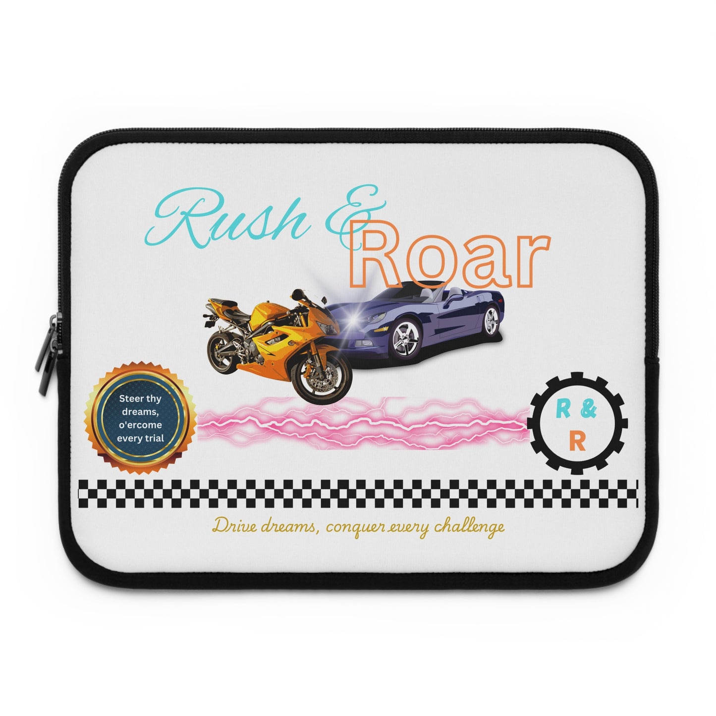 Racing-Themed Laptop Sleeve, Gift for Car Enthusiasts, Protective Case, Personalized Tech Accessory, Ideal for Students, Birthdays