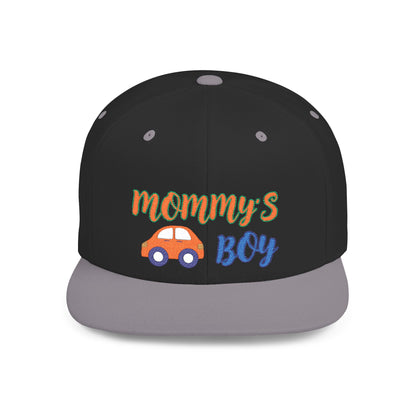 Mommy's Boy Flat Bill Snapback Cap – adjustable, stylish, and perfect for men, teens and even kids. Ideal casual hat or streetwear gift.