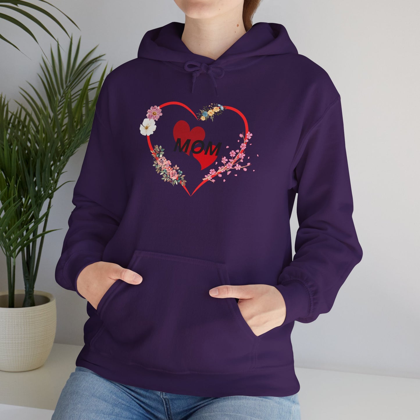 Mom Love Hoodie - Floral Heart Design - Perfect Gift for Mother's Day