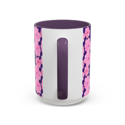 Chic Floral Coffee Mug - Pink Blossoms on Dark Background