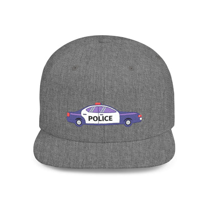 Police Car Snapback Cap – adjustable streetwear hat for adults, perfect car enthusiast gift and urban fashion accessory.
