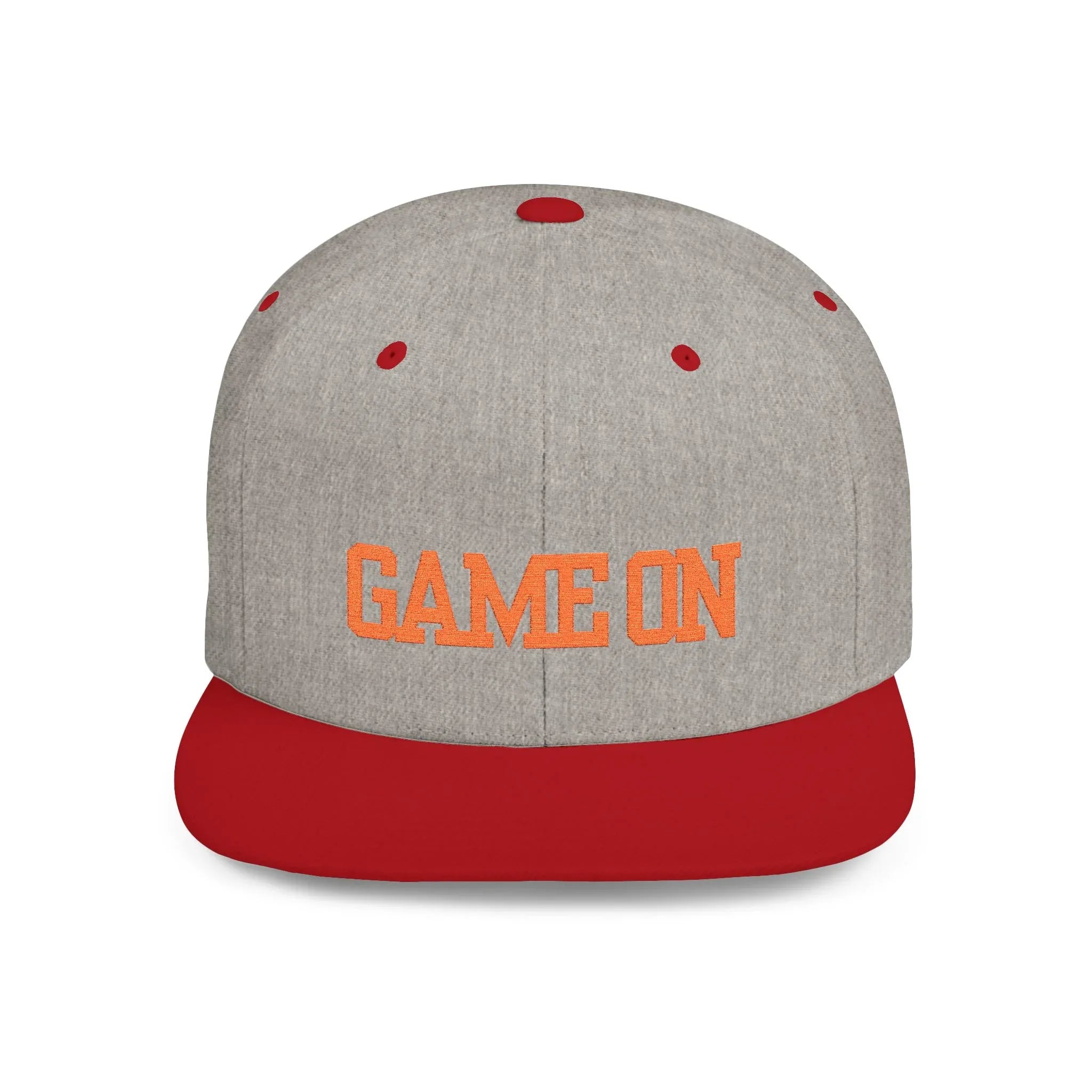 Trendy “Game On” snapback cap for adults. Adjustable flat bill hat, stylish streetwear accessory, perfect for gifts, festivals, sports, and casual outings. - RizQ Life 