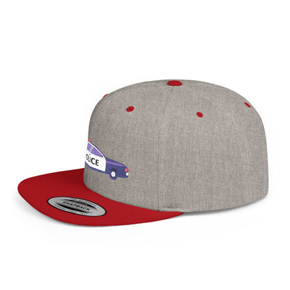 Police Car Snapback Cap – adjustable streetwear hat for adults, perfect car enthusiast gift and urban fashion accessory.