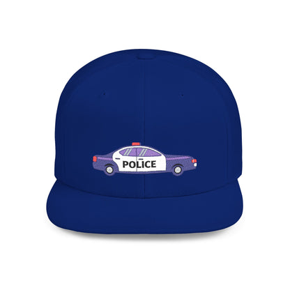 Police Car Snapback Cap – adjustable streetwear hat for adults, perfect car enthusiast gift and urban fashion accessory.