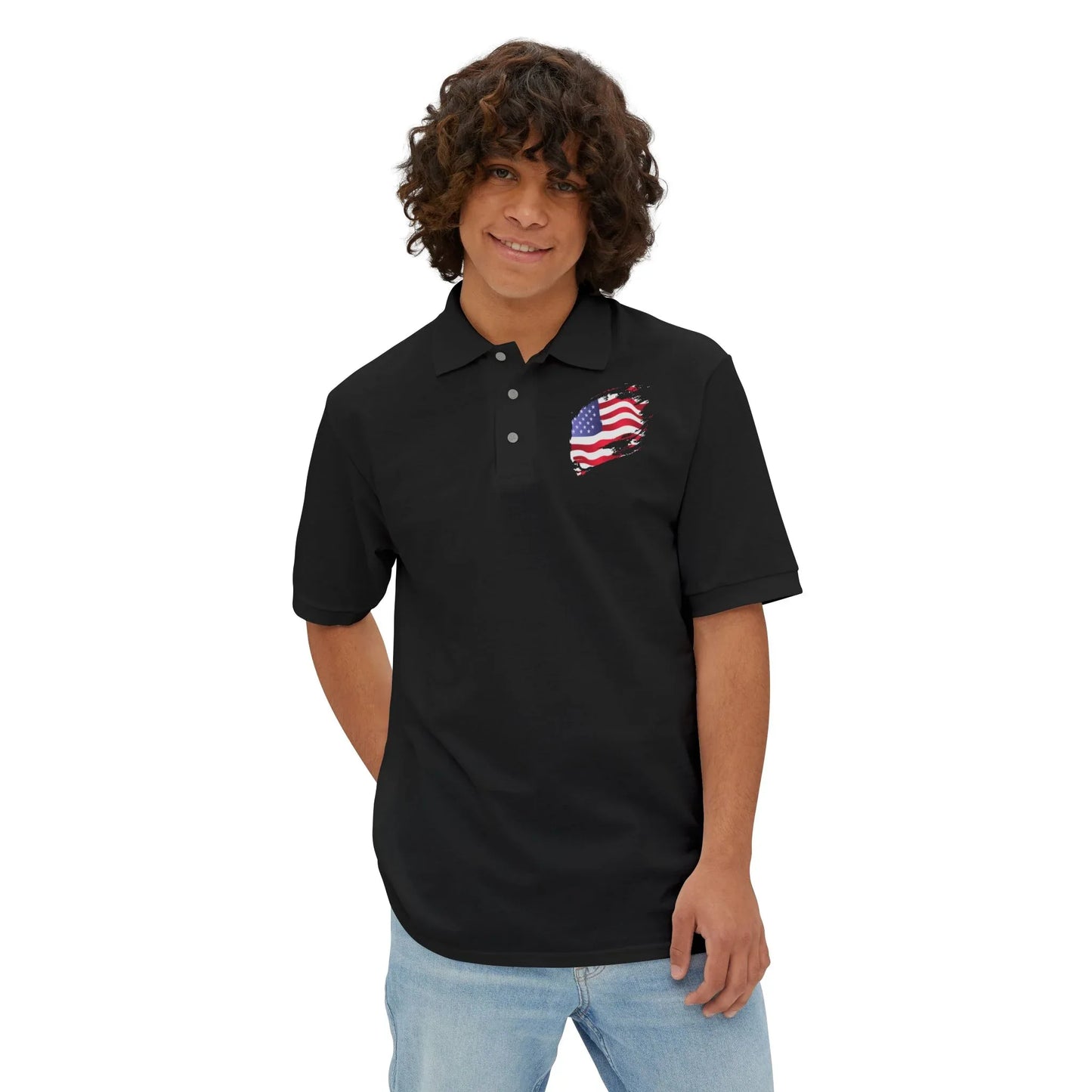 Polo Shirt with American Flag Emblem - Casual Comfort for Every Occasion - RizQ Life 