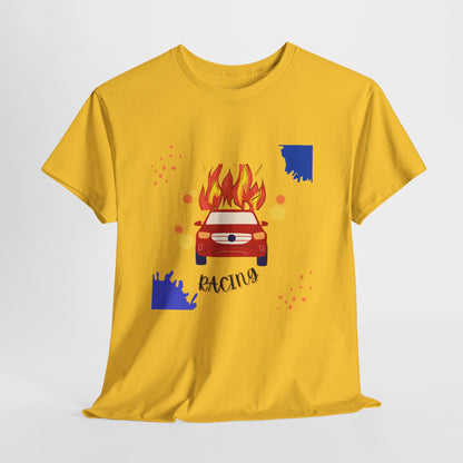 Unisex Racing Graphic T-Shirt – Heavy Cotton Car Racing Tee for Men & Women, Casual Motorsport Fan Shirt, Short Sleeve Top, Sizes S-5XL