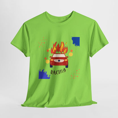Unisex Racing Graphic T-Shirt – Heavy Cotton Car Racing Tee for Men & Women, Casual Motorsport Fan Shirt, Short Sleeve Top, Sizes S-5XL