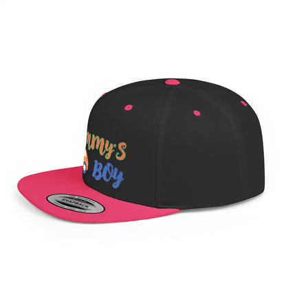 Mommy's Boy Flat Bill Snapback Cap – adjustable, stylish, and perfect for men, teens and even kids. Ideal casual hat or streetwear gift.