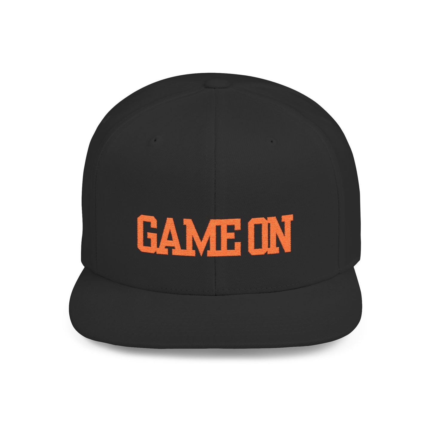 Trendy “Game On” snapback cap for adults. Adjustable flat bill hat, stylish streetwear accessory, perfect for gifts, festivals, sports, and casual outings.